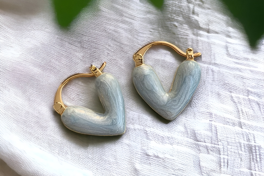 Gold Heart Drop Earrings