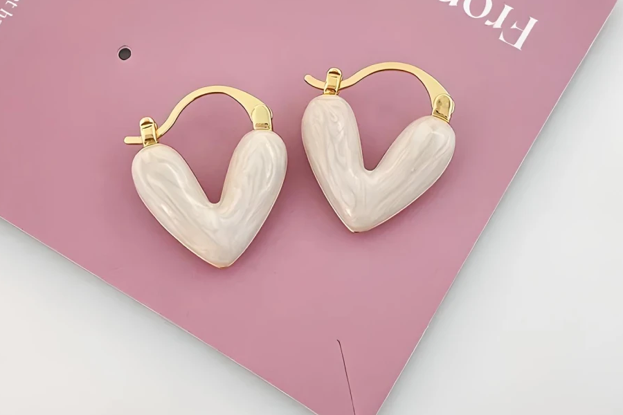 Gold Heart Drop Earrings